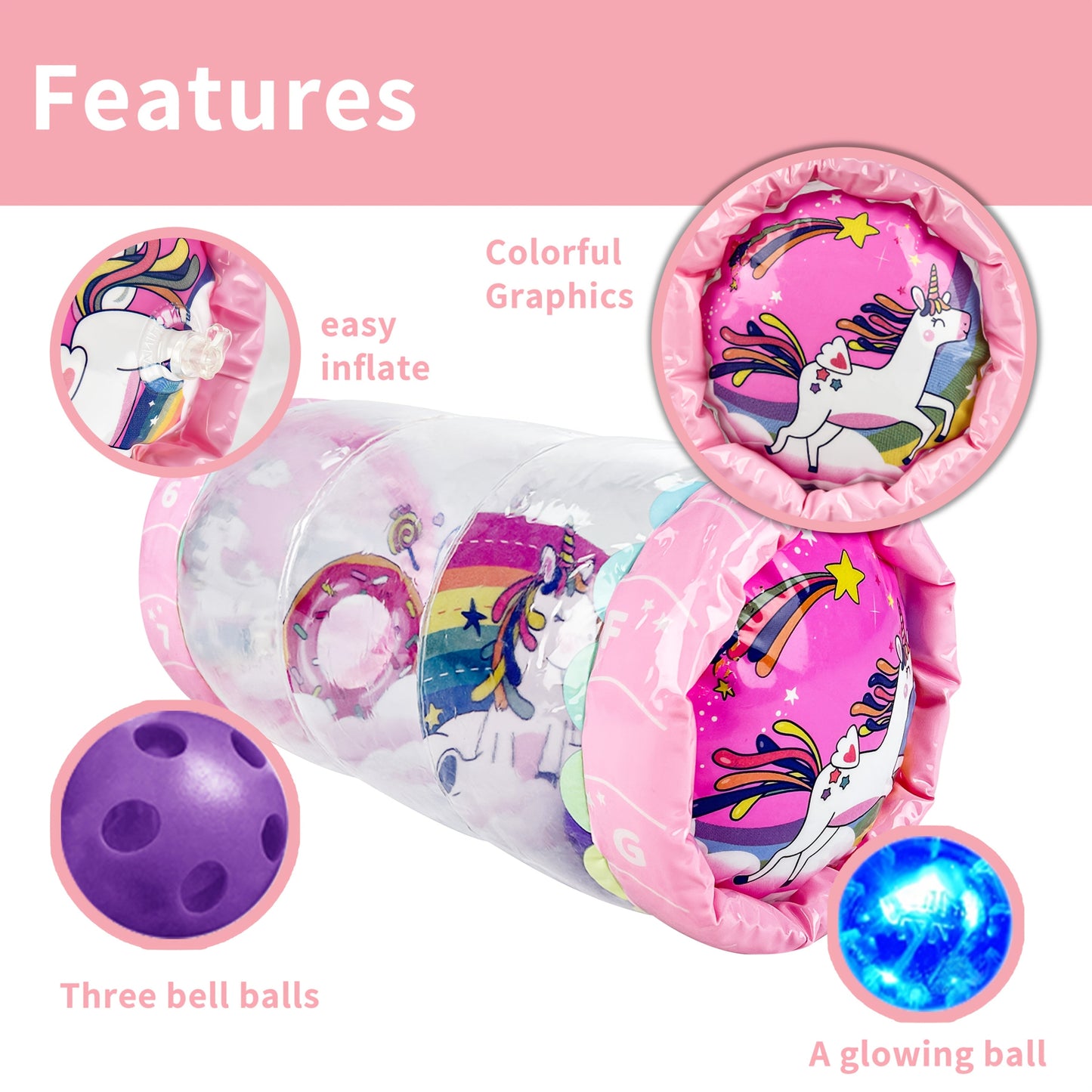 Encourage fine motor skill development in infants with this Glow-in-the-Dark Baby Crawling Toy. The PVC roller features a rattle and ball for early development activities.