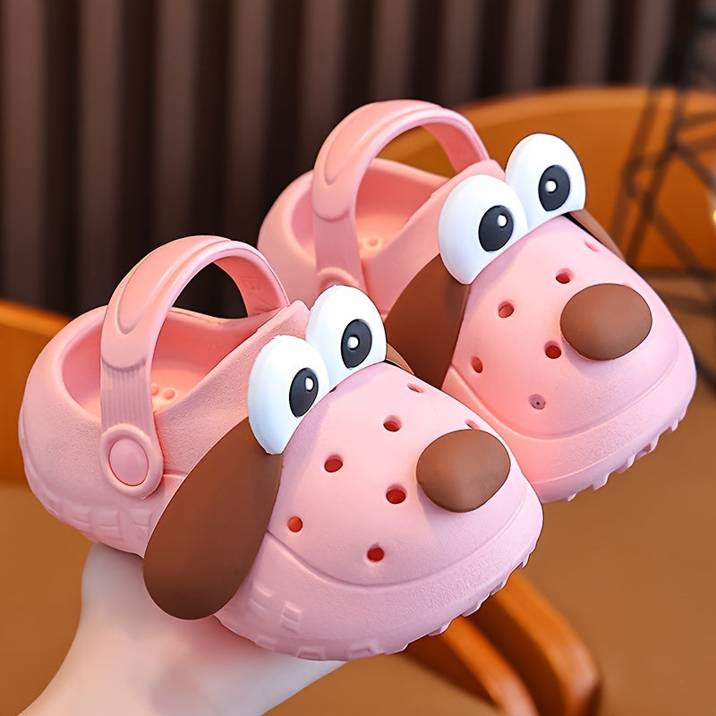 Girls' Hole Shoes, Cute Cartoon Dog Slippers, Kids' Walking Shoes, Lightweight Breathable Sandals for All Seasons