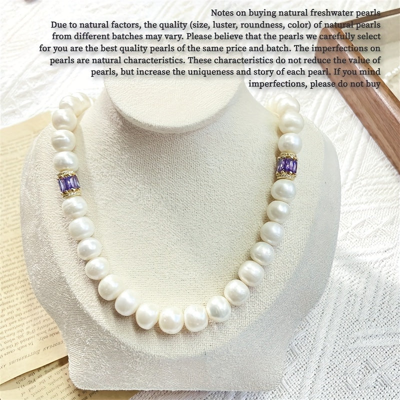 An exquisite Freshwater Pearl Necklace designed for women, featuring a timeless and elegant neutral style. Crafted from natural pearls with unique growth imperfections, this necklace comes in a beautiful gift box making it the perfect romantic gift for