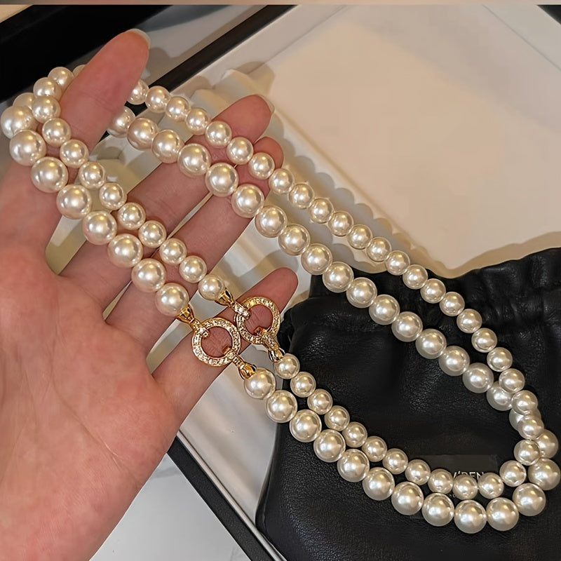 [Customer Favorite] Stylish 10mm Vintage Australian White Shell Pearl Necklace - Inspired by French Fashion, Ideal for Everyday Wear & Romantic Gifts, Enjoy a Touch of Luxury, Easily Matched with Any Outfit