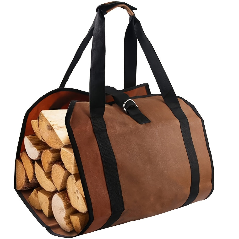 Large Capacity Firewood Storage Bag, perfect for organizing and transporting firewood outdoors.