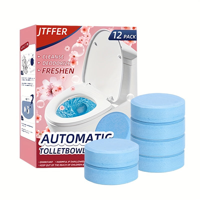 12 pieces of Automatic Toilet Bowl Cleaner Effervescent Tablets, Strong Descaling Agent, Deodorizer, for Removing Yellow Stains and Odor, Deep Cleaning Tablets for Toilet, Cleaning Supplies and Tool