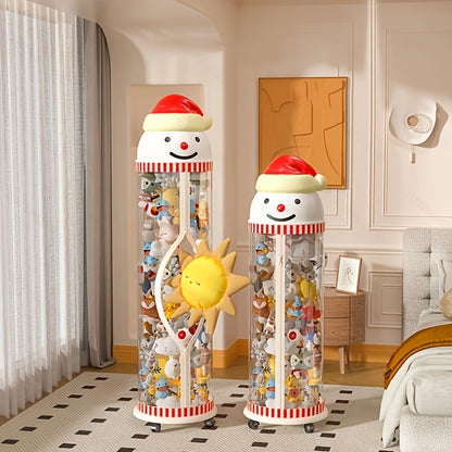 1 Snowman storage container made of contemporary plastic with zipper access, ideal for organizing and displaying stuffed animals, toys, and gifts for various occasions.