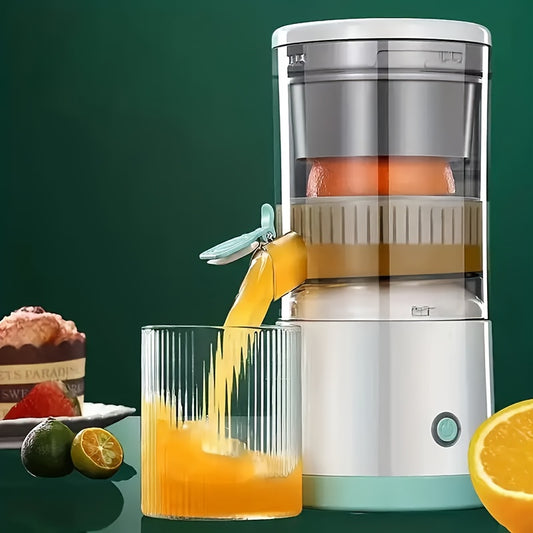 Portable Wireless Electric Juicer with 13.53oz capacity, USB rechargeable and 1600mAh lithium battery. Features push button control, non-heating food grade PP materials, detachable cup, and