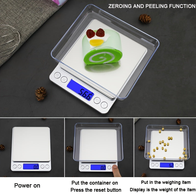 1pc Precision Digital Kitchen Scale with 0.01g Accuracy, LCD Display, Stainless Steel Base, Food-Safe Plastic, No Battery Included. Ideal for Food, Diet, and Postal Weighing. Durable and