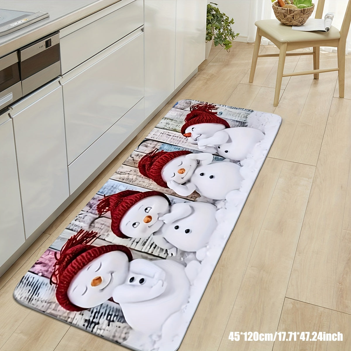 Adorable Christmas Snowman Kitchen Mat - Featuring Non-Slip, Stain-Resistant, and Absorbent Qualities - Ideal for Home Decor in Entryways, Bedrooms, and Bathrooms