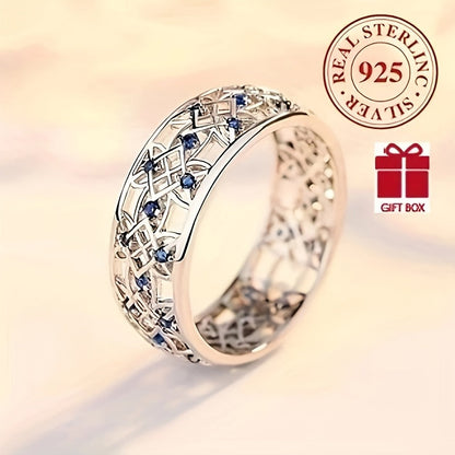 This stunning women's wedding ring is made of elegant 925 pure silver and features a beautiful blue super glossy zirconia stone. It is perfect for daily wear or as a special gift for occasions such as weddings, Valentine's Day, birthdays, parties, and