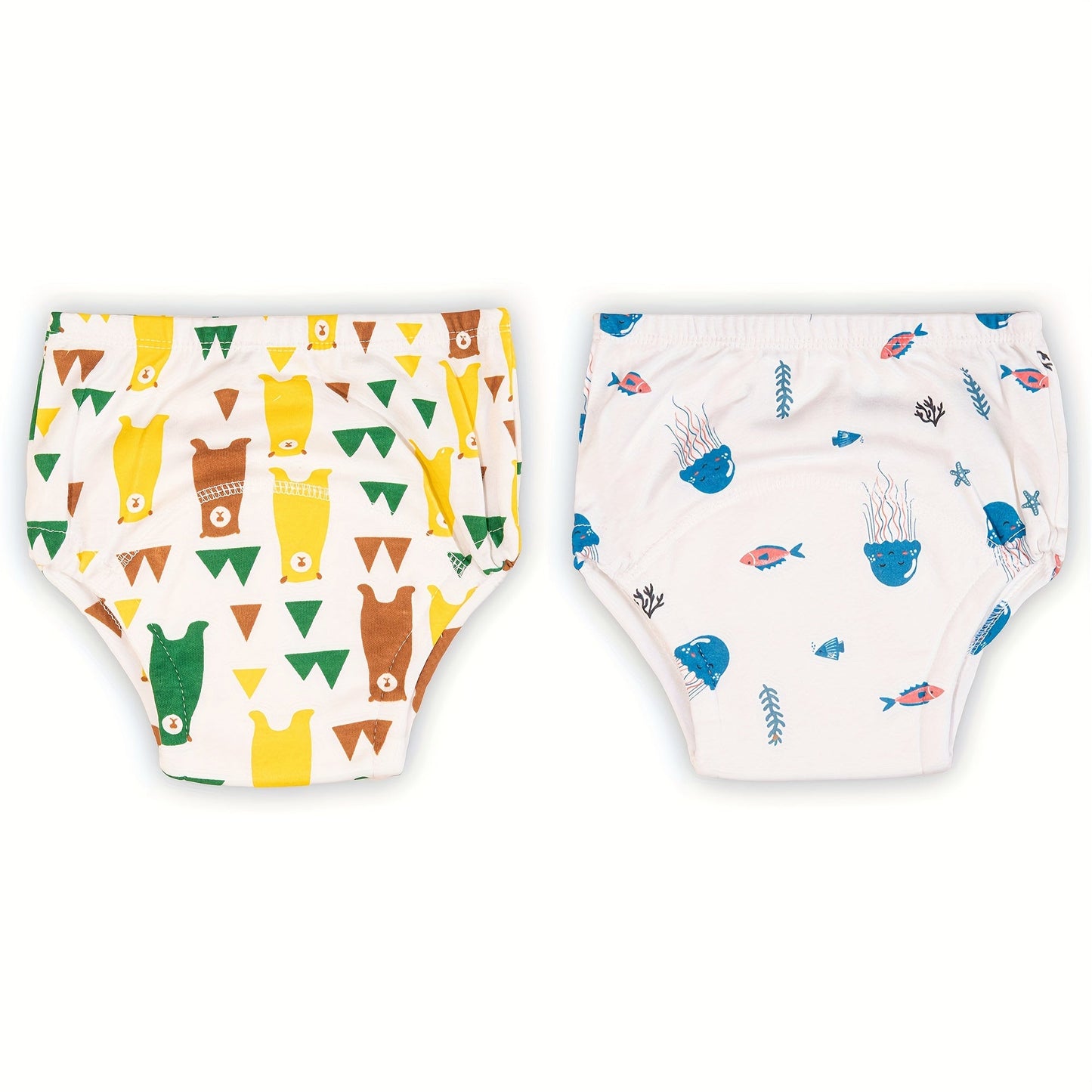 Set of 2 Soft Potty Training Pants for Boys - Featuring Fun Cartoon Prints, Reusable Diaper Shorts in a Variety of Colors - Ideal Gift for Halloween and Christmas