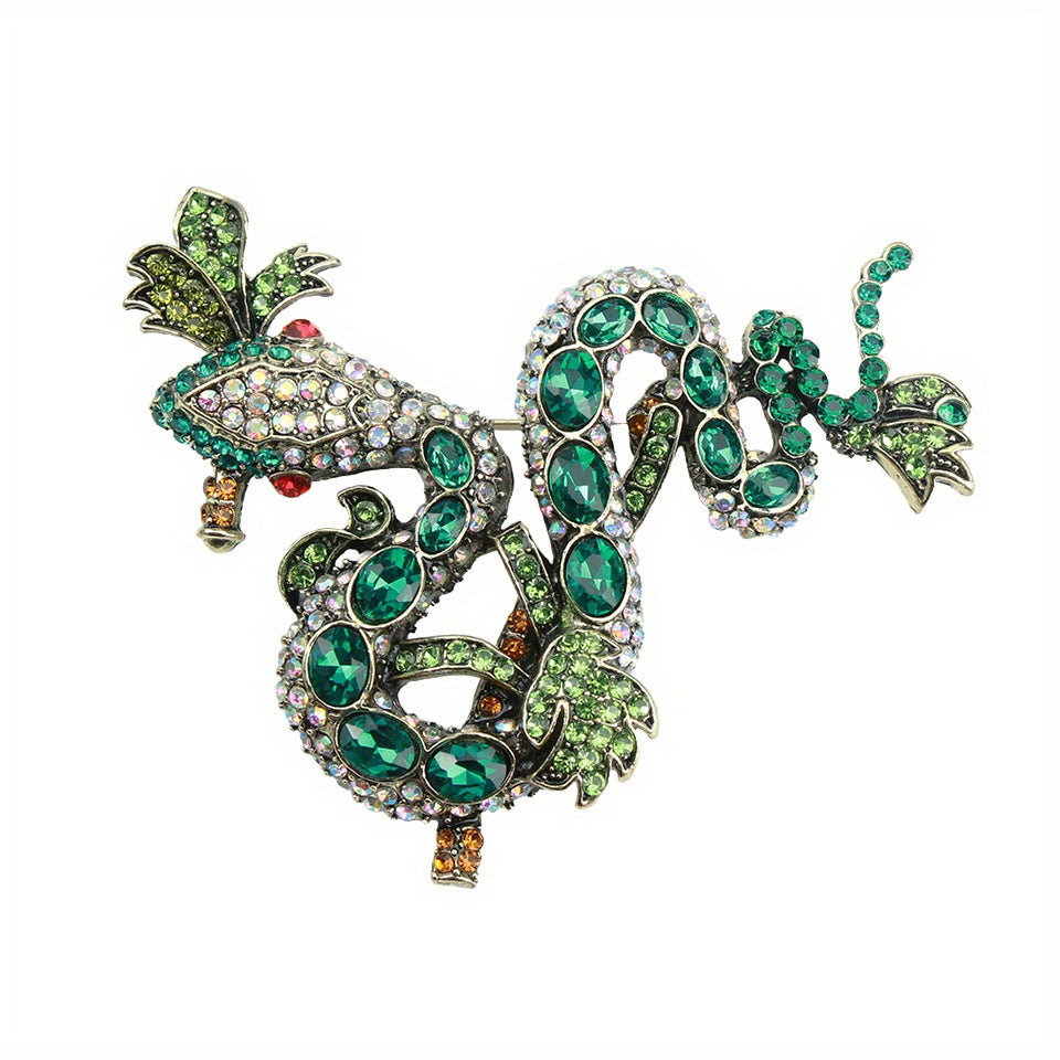 Sophisticated Vintage Python Brooch adorned with Shimmering Rhinestones - Uncommon Animal-Inspired Fashion Accent for Women