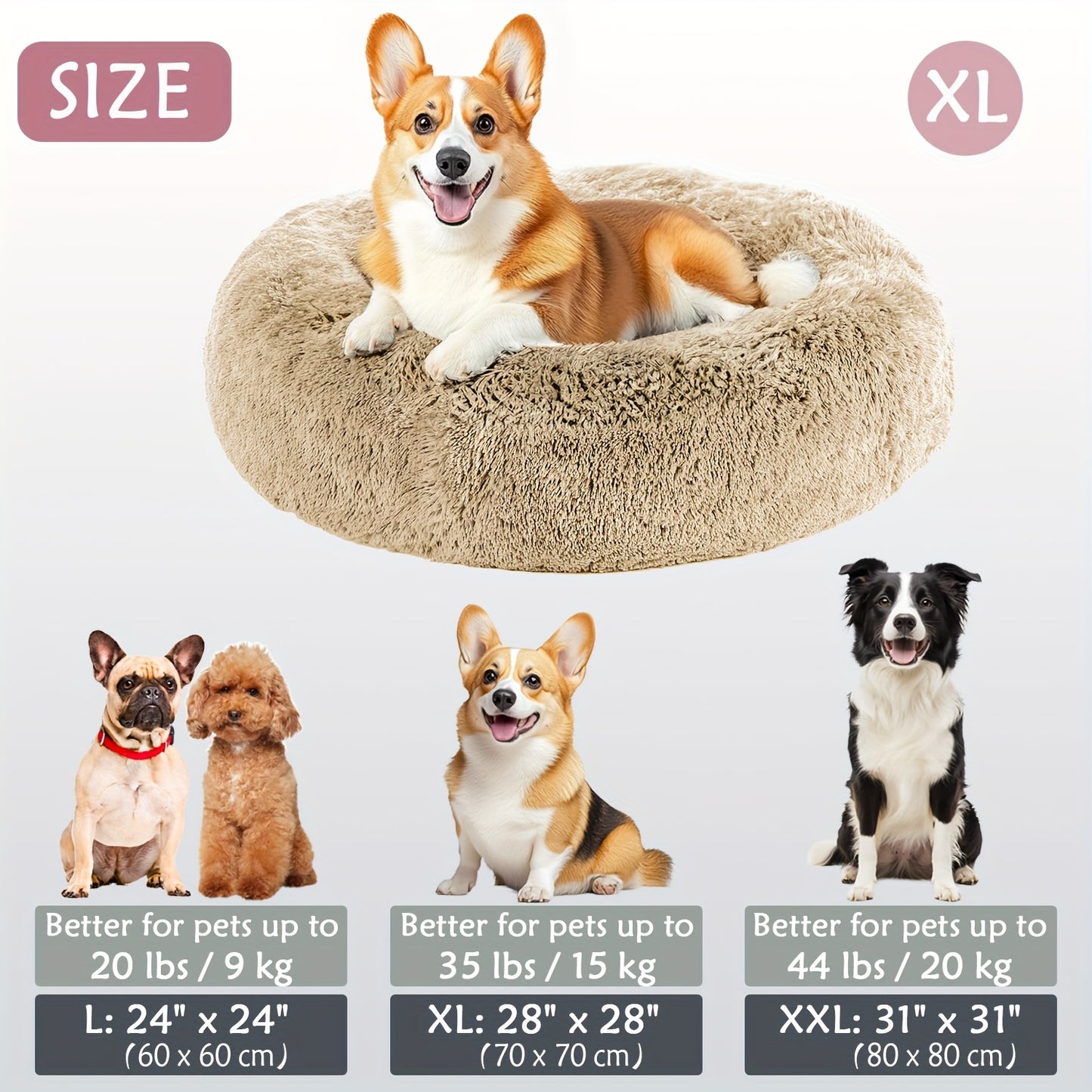 Cozy round pet bed for dogs, ideal for autumn and winter indoor sleeping.