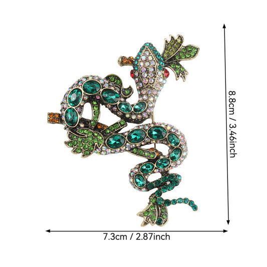 Красная эмалированная брошь в виде красивой изумрудно-зеленой змеи с стразами - идеально подходит для женских свитеров, пальто, платьев и рюкзаков - отлично подходит для фестивалей, аксессуаров для одежды и подарков!