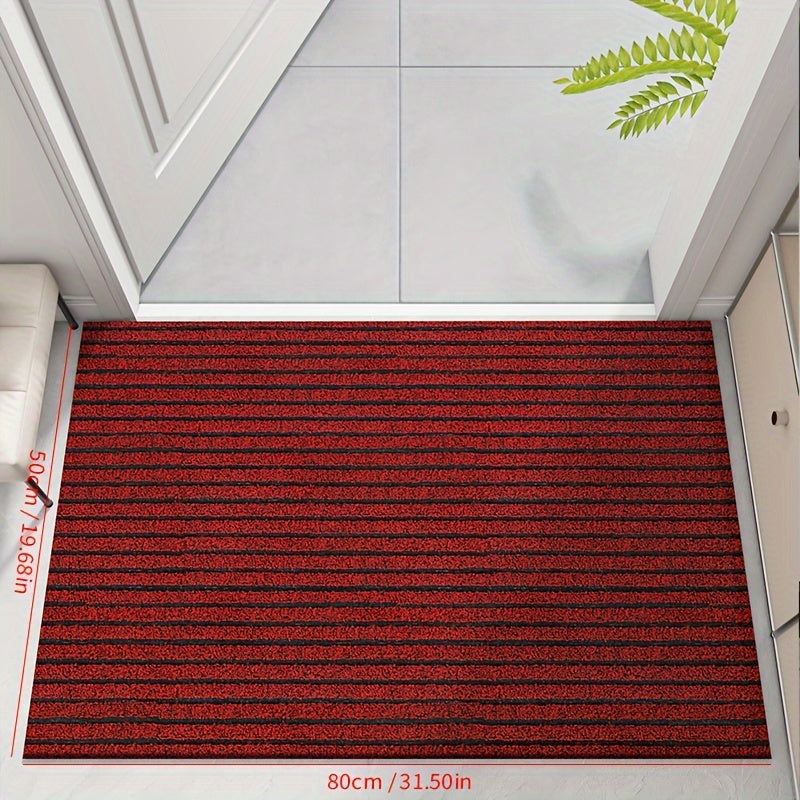 This durable and dust-resistant floor mat features a striped design, making it a stylish addition to any outdoor entrance or front porch. The waterproof and non-slip material ensures safety, while the mat's durability and easy-to-clean qualities make it