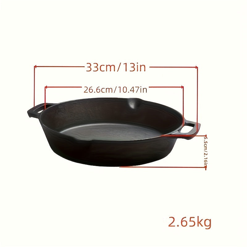 Premium 26.01cm Cast Iron Skillet with Dual Handles - Non-Stick, Thickened, Uncoated for Perfectly Seared Steaks & Frying - Oven Safe and Induction Compatible