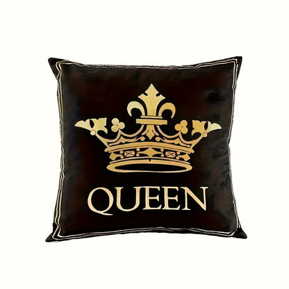 Luxury gold-plated decorative cushion cover with crown pattern in black and white hot stamping print for home sofa.