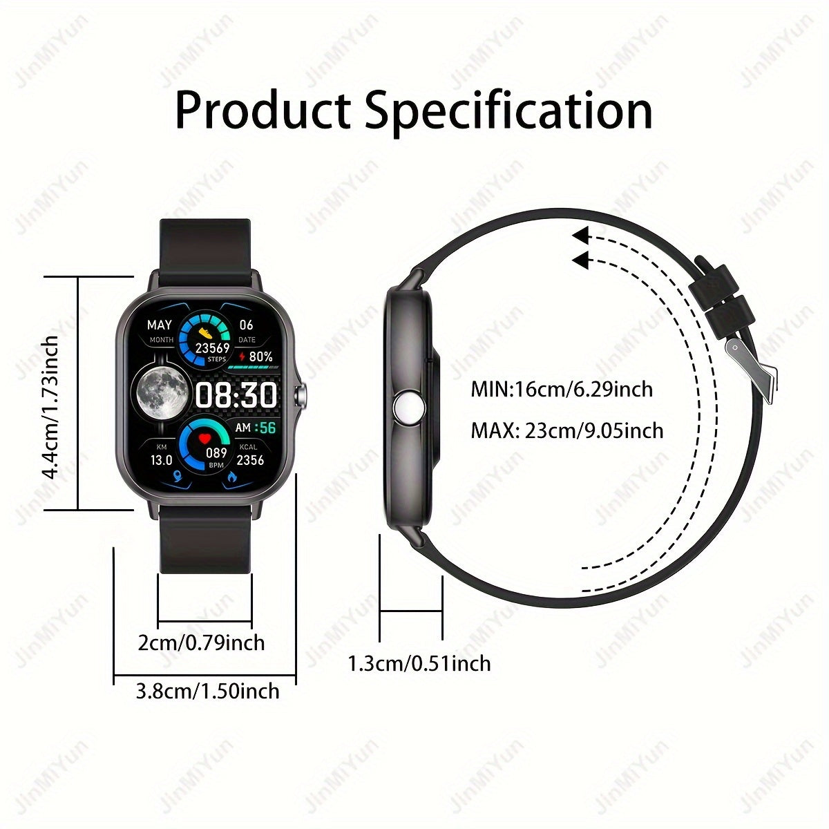 1.83 inch full screen touch sports smartwatch for men and women with wireless call/message reminder, custom watch face wallpaper, multiple sports modes, message reminder, phone answer/dial