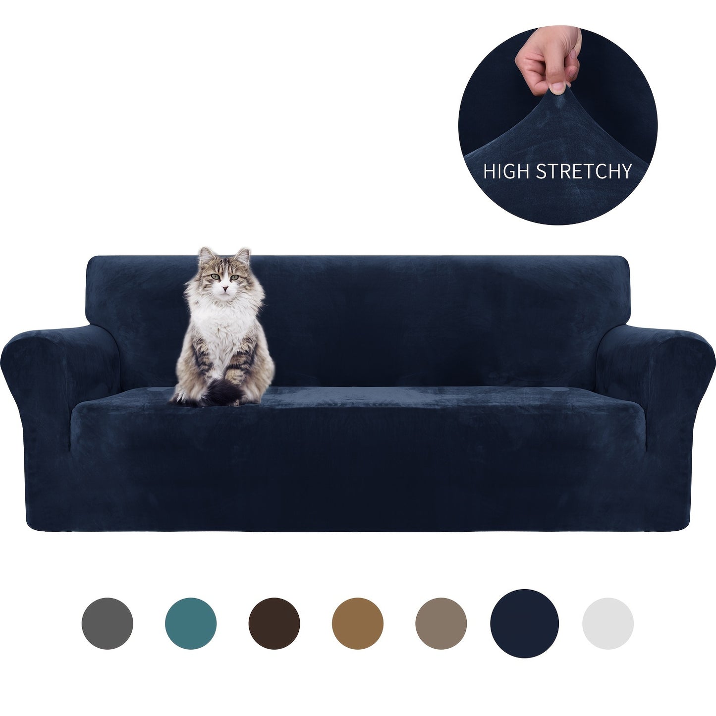 Thickened velvet sofa cover with elastic bottom for all seasons, suitable for pets and provides universal anti-scratch protection for living room home decor.