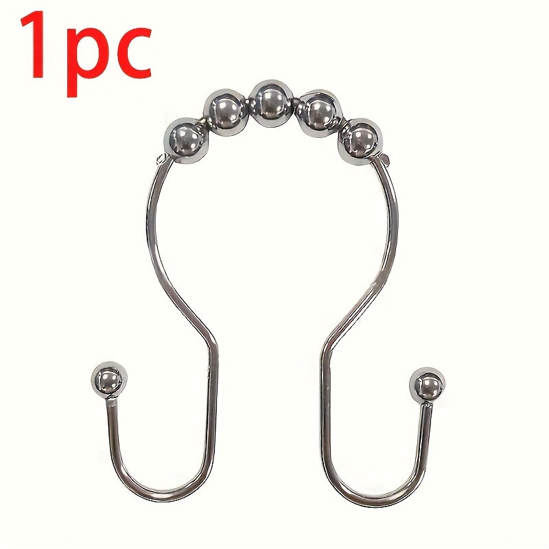 12pcs Stainless Steel Anti-rust Shower Curtain Hooks with Double Ear Design for Easy Installation and Durability in Bathroom Use