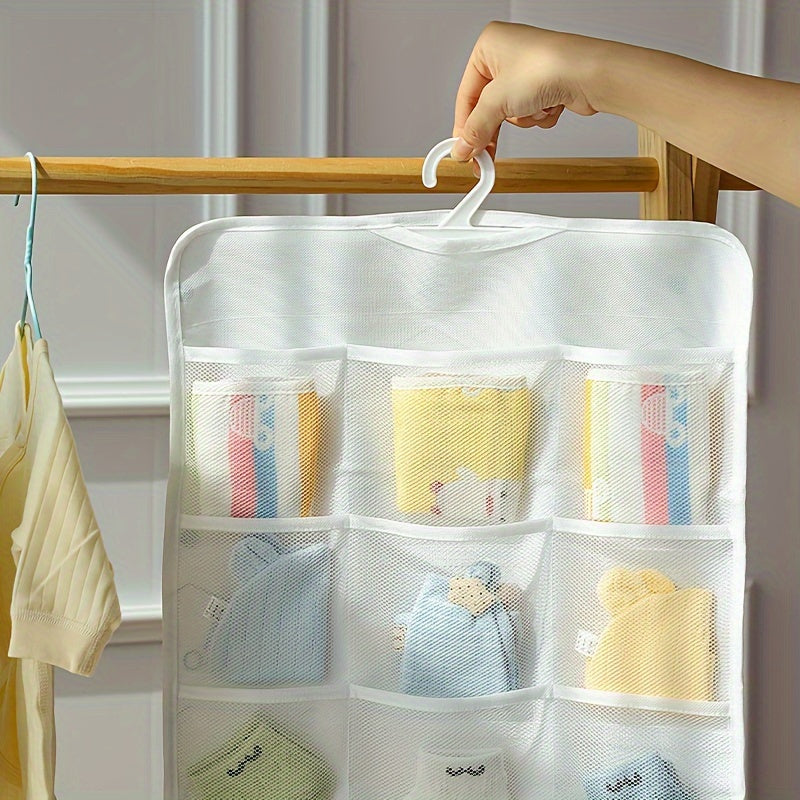 18-Pocket Over-the-Door Organizer - Compact Space-Saving Storage Solution for Nursery and Kids' Room.