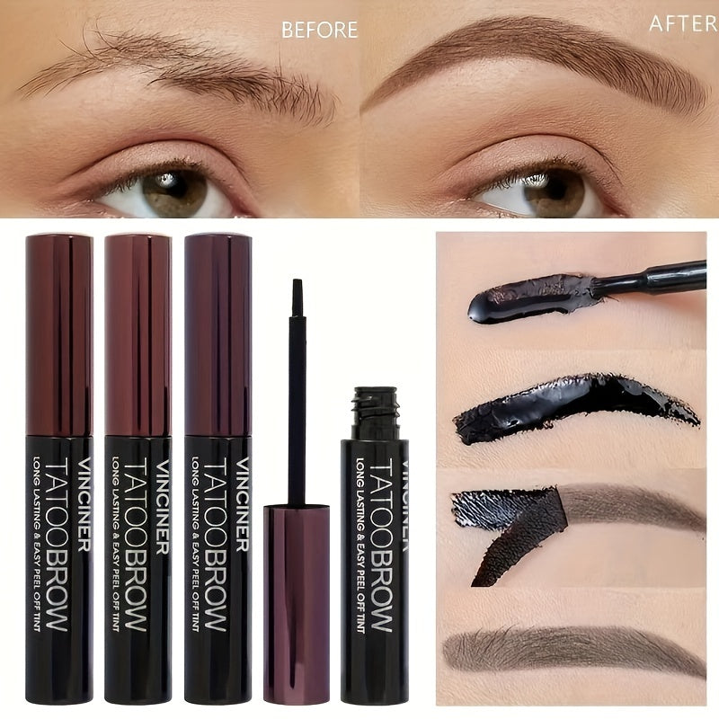 Long-lasting black/brown waterproof eyebrow gel with semi-permanent dye.