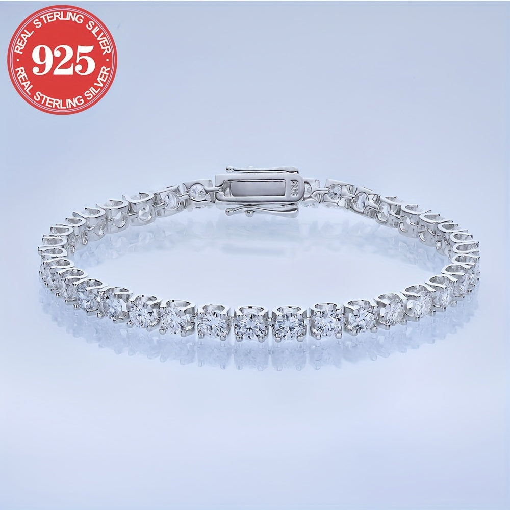 Hip Hop Style Jewelry Bracelet for Women, featuring a 925 Silvery Moissanite. Perfect Wedding Gift. Comes with a Gift Box.