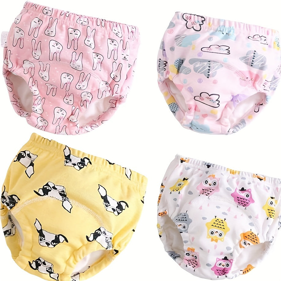 Set of 4 Potty Training Pants for Boys and Girls, Reusable Potty Training Pants with Fun Learning Designs, Training Underwear Pants