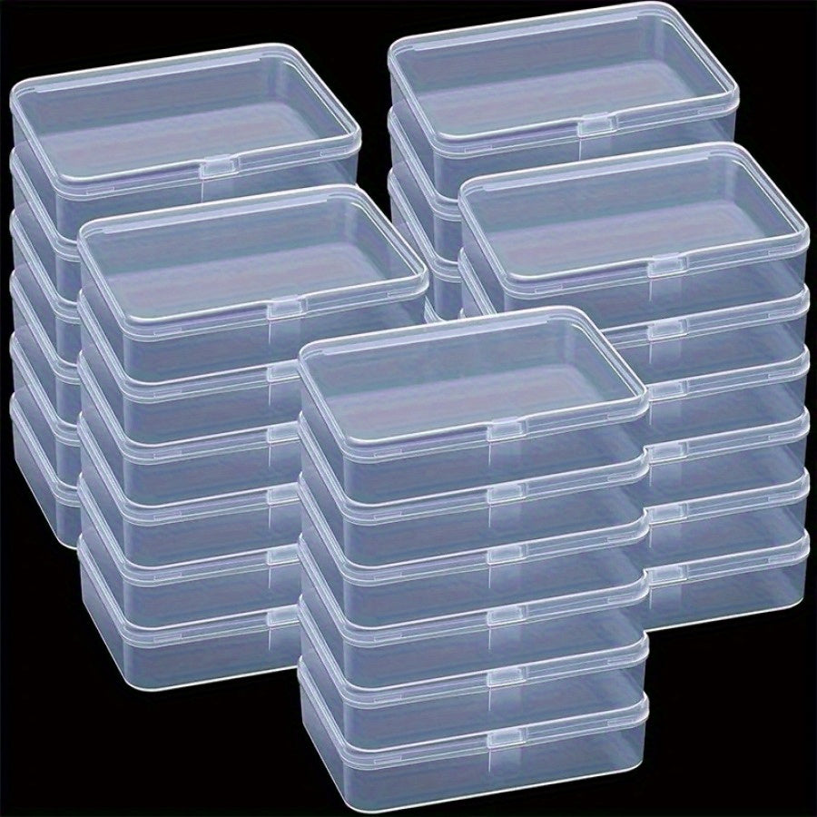 Durable clear plastic storage boxes with lids in 4 sizes for multi-use organizing.