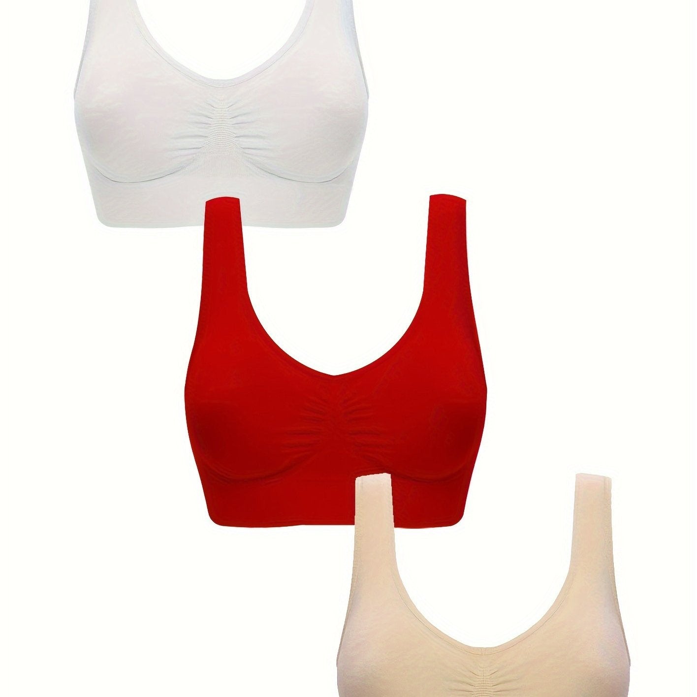 3 Wireless Sports Bras for Women, perfect for running and workouts, comfortable and breathable.