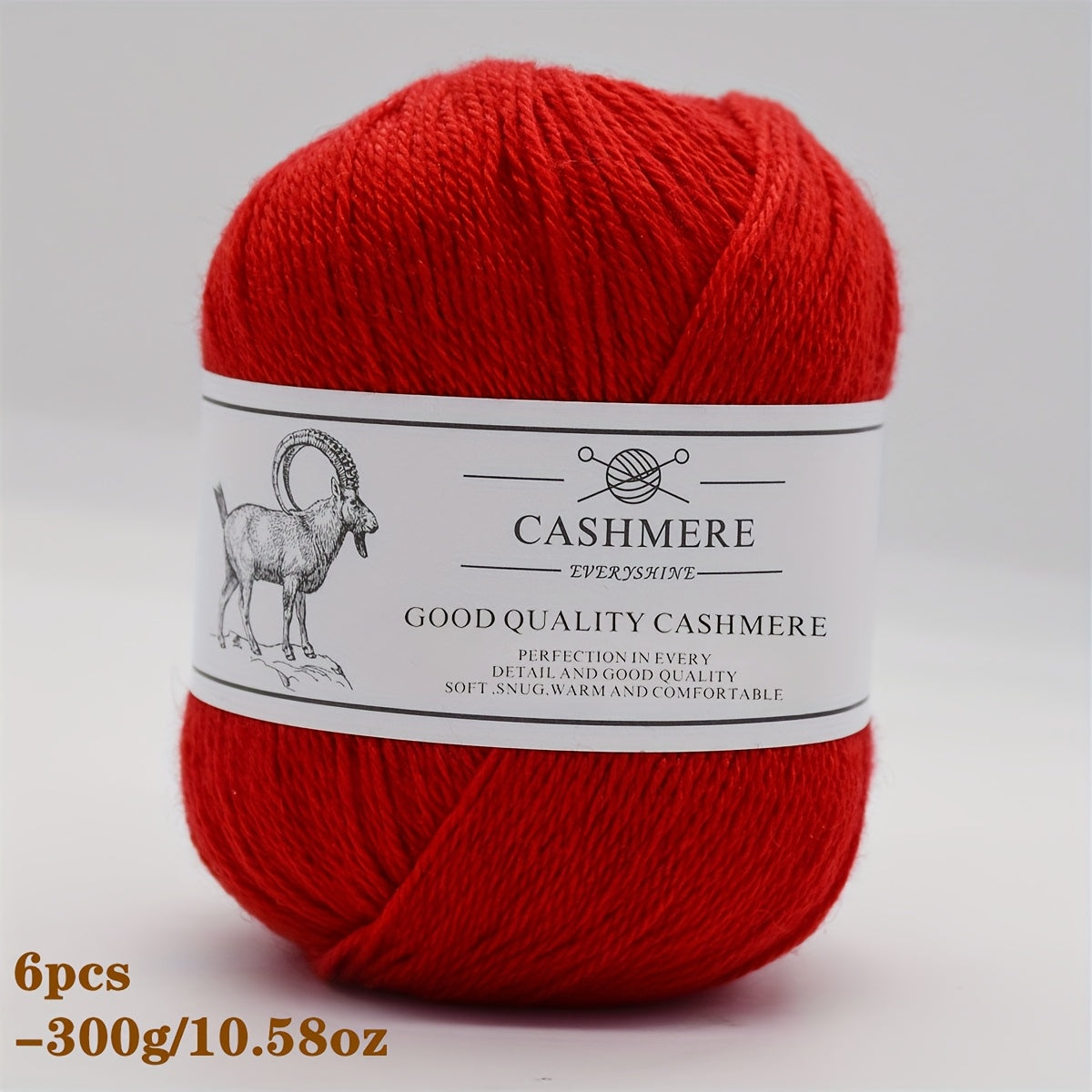 6-Pack Luxurious Cashmere Yarn for Knitting and Crocheting - Soft, Warm, Durable 80% Cashmere 20% Acrylic Blend - Perfect for Sweaters, Pants, Gloves, Hats, and DIY Crafts - 1.76oz Each