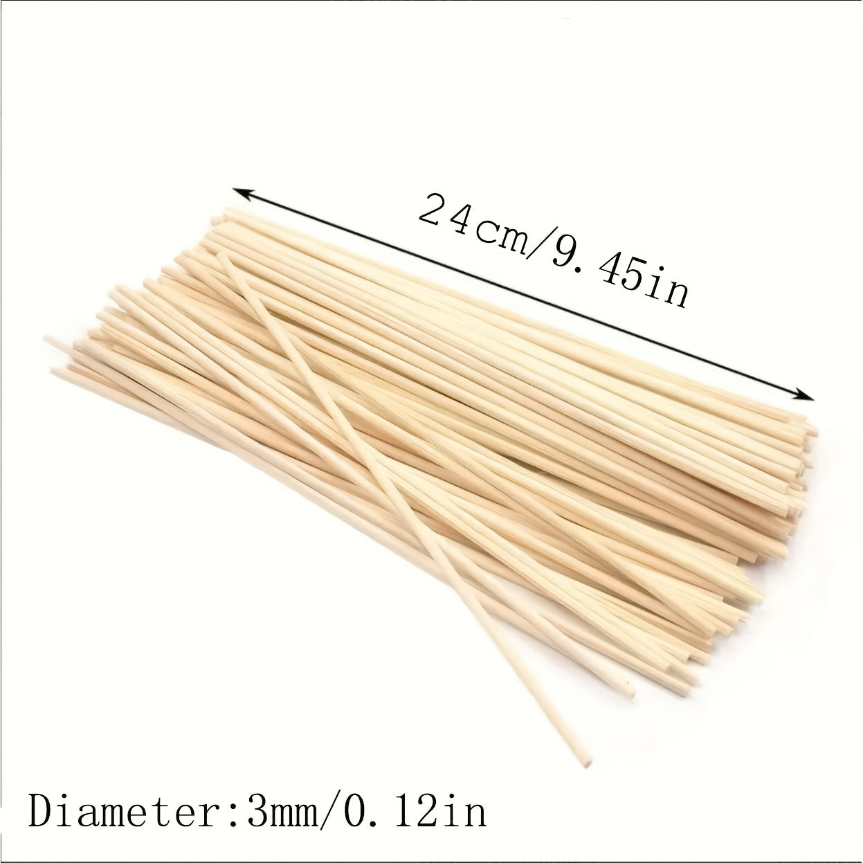 50 dona Tabiiy Rattan Reed Diffuser tayoqchalari - Spa va Parfyumeriya uchun uzoq muddatli aromatik to'ldirishlar (24 sm x 3 mm)