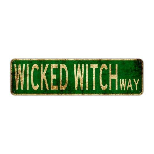 1 piece of the Wicked Witch Way Metal Tin Sign, measuring 15.75 inches by 3.94 inches (40x10cm). This novelty street sign can be used as home decor, room decor, wall decor, restaurant decor, bar decor, cafe decor, garage decor, or farmhouse decor. It