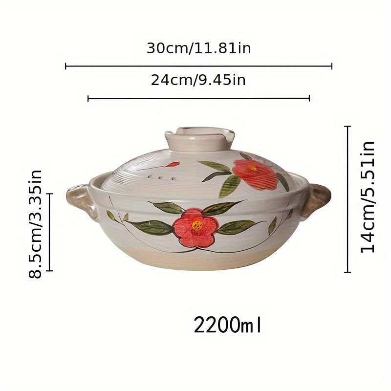 Ceramic Casserole with Japanese Influence - Designed for High Temperatures, Safe for Gas Stove Cooking at Home