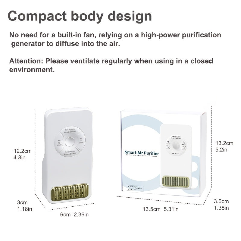 Small pet-friendly air purifier with USB power supply, ideal for cat litter boxes and dog kennels, made of plastic, low voltage operation, FreshBreeze technology.