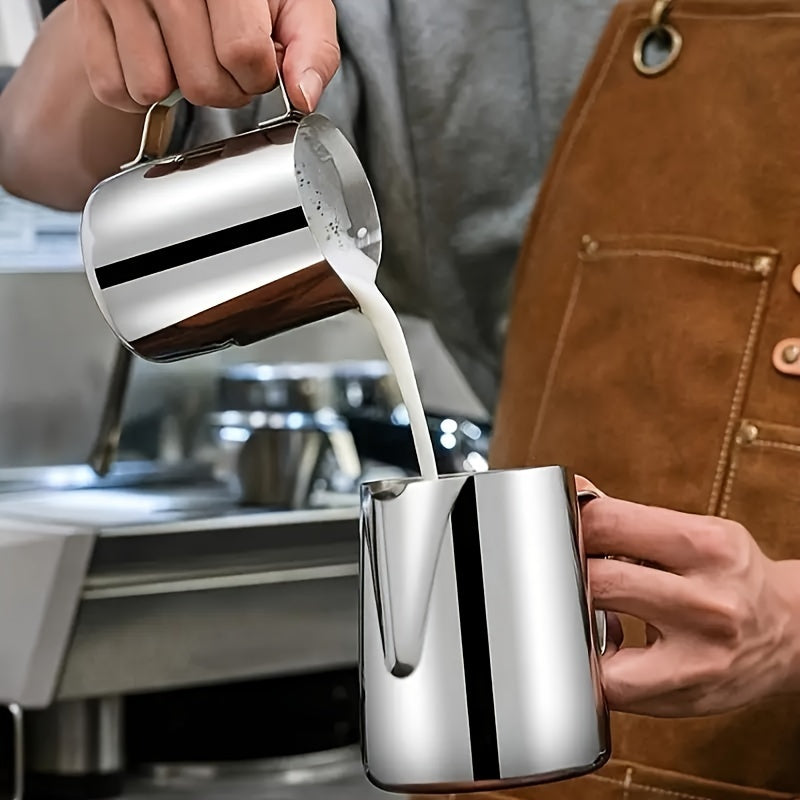 1pc 600ml Handheld Stainless Steel Manual Milk Frother Pitcher - Perfect for Latte, Cappuccino, and Espresso - Ideal for Home, Restaurant, Hotel, Coffee Shop, or Office Use