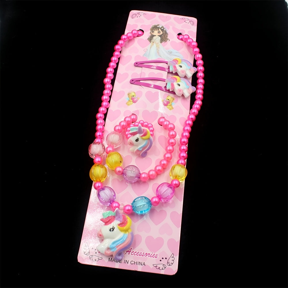 WhimsyWear Handcrafted Unicorn Beaded Jewelry Kit - Cute animal-themed jewelry set for little princesses.