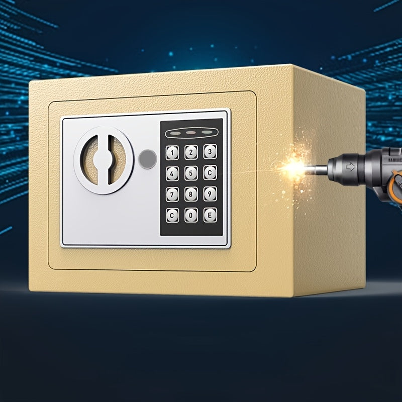 Luxury digital security safe with steel construction, dual entry methods, and keyboard lock for office, hotel, or business use, ideal for storing cash and valuables securely.