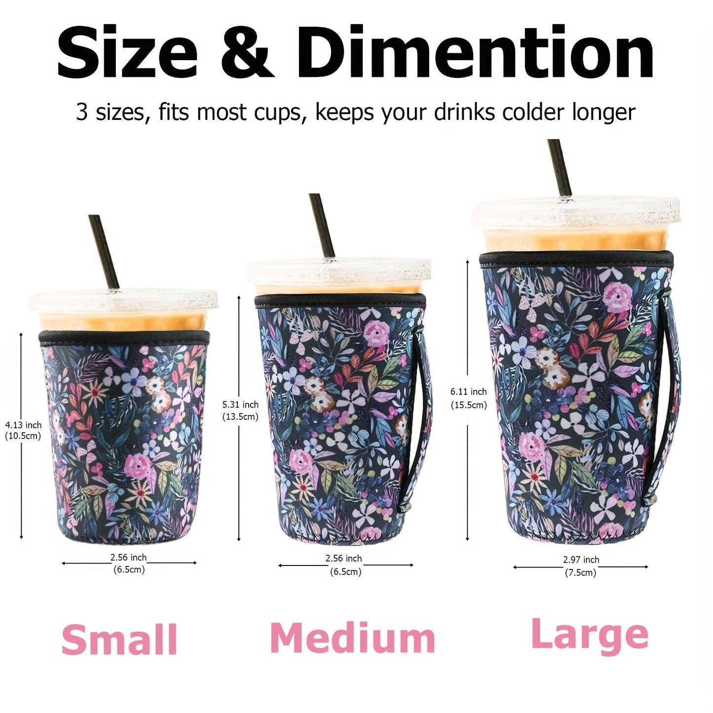 [Customer Favorite] Reusable Neoprene Sleeve for Iced Coffee & Cold Drinks - Keeps Beverages Insulated for Longer