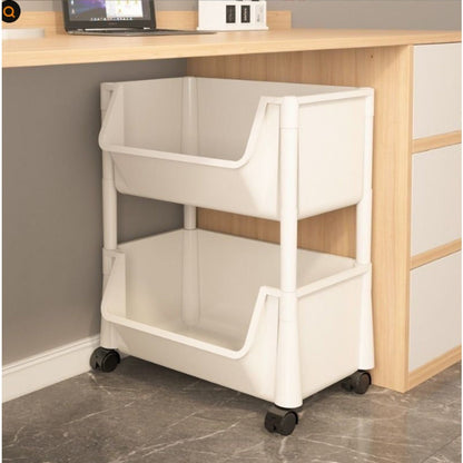 Sturdy Rolling Storage Cart with 4/5 Tiers - Multipurpose Plastic Organizer for Kitchen, Bathroom, Living Room, and Office, Portable and Easy to Move, Ideal for Bookshelf or Balcony Storage.