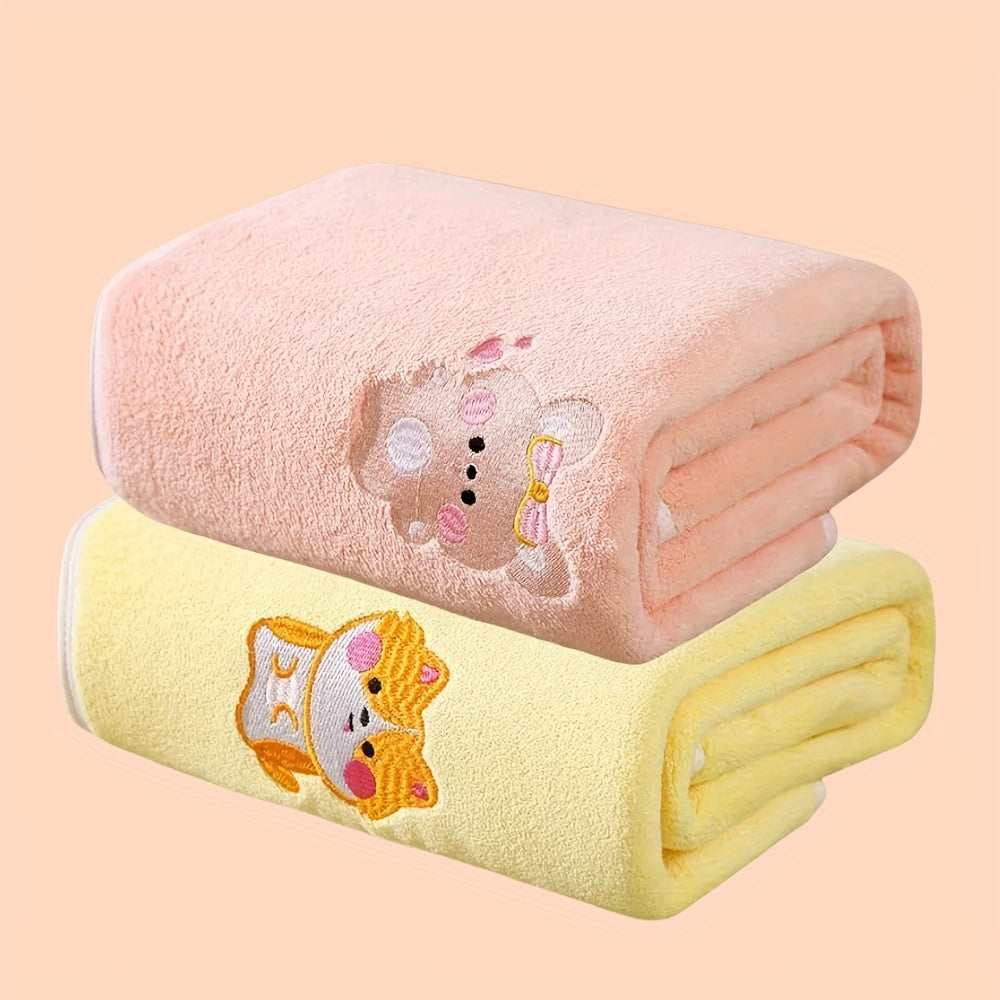 Set of 2 Bindi Monkey Hooded Baby Bath Towels, Made with Super Soft Polyester, Highly Absorbent and Fast Drying, Double Layered Coral Fleece, Safe for Sensitive Baby Skin, Ideal for Ages 0-3