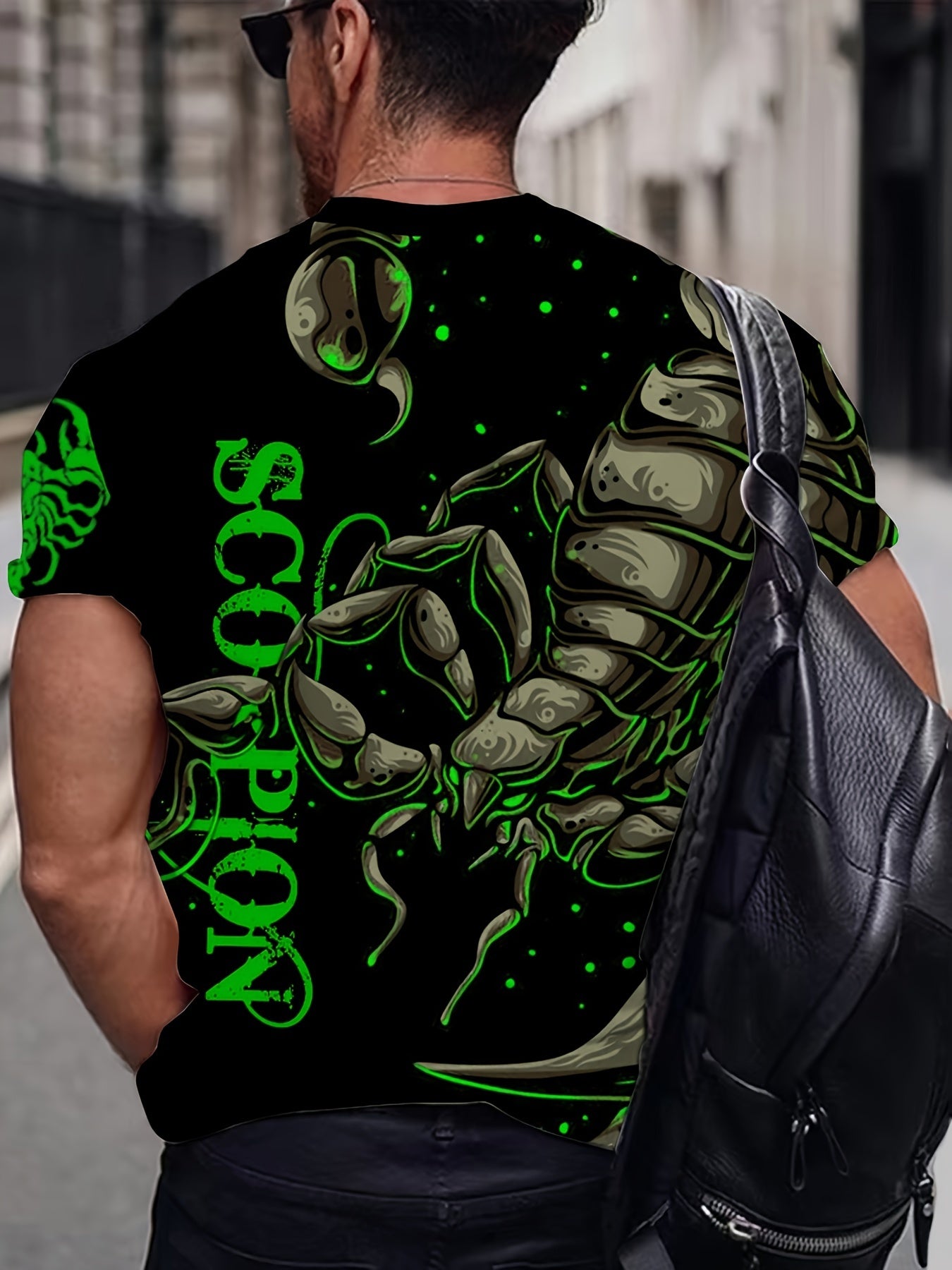 3D Scorpio Graphic Print Tee for plus size men, perfect for outdoor fashion