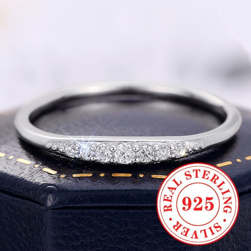 Simple S925 Sterling Silver Eternal Ring with Zirconia - 1 Gram, perfect for Ladies' Wedding or Engagement. This romantic piece of jewelry is suitable for any occasion, whether it be a wedding, party, or daily wear. Add an elegant touch to your outfit