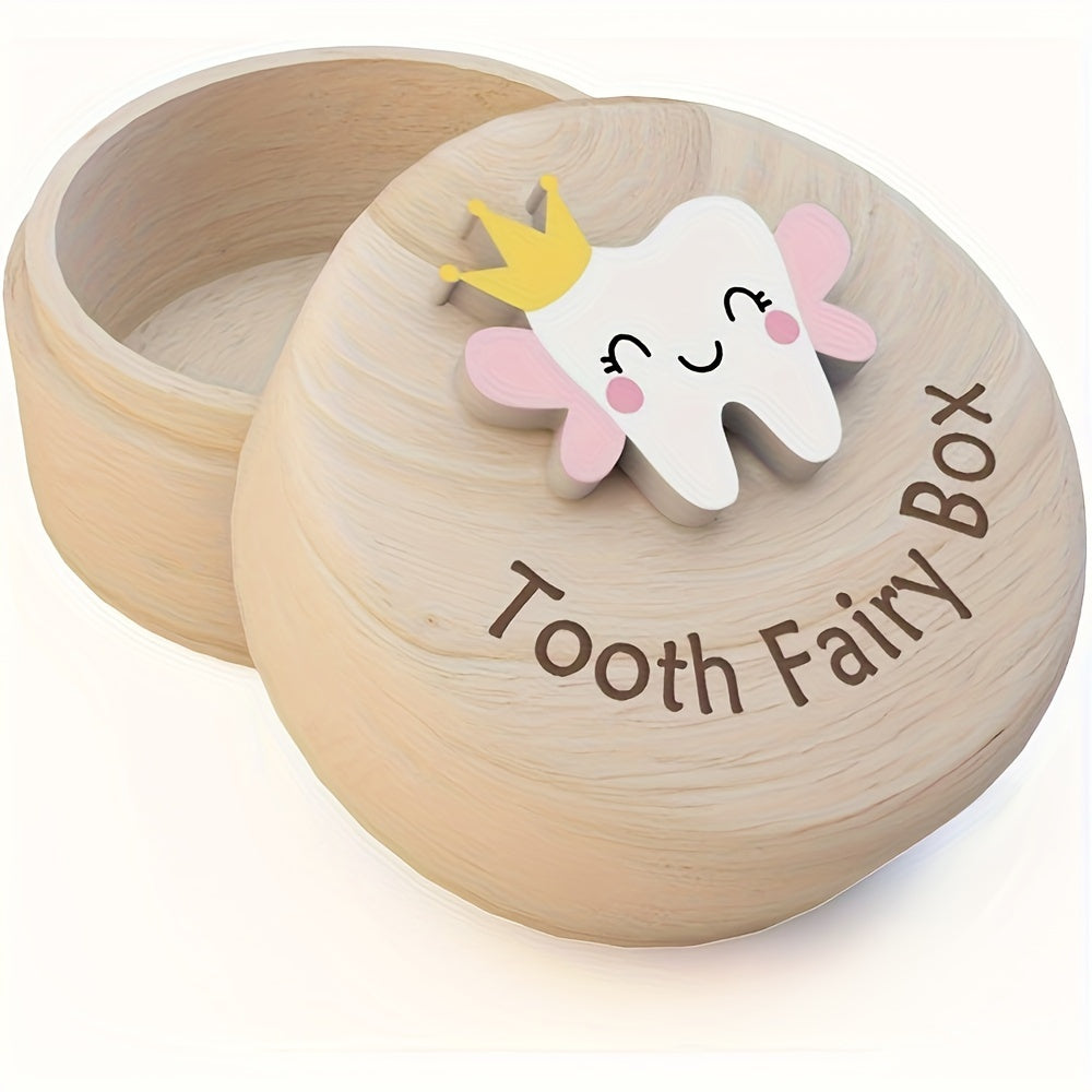 Enchanting Fairy Wooden Tooth Box featuring intricately crafted 3D teeth design - A cherished keepsake for new parents, and a thoughtful gift for Christmas, Halloween, Thanksgiving, birthdays, and Valentine's Day. Perfect for storing precious trinkets.