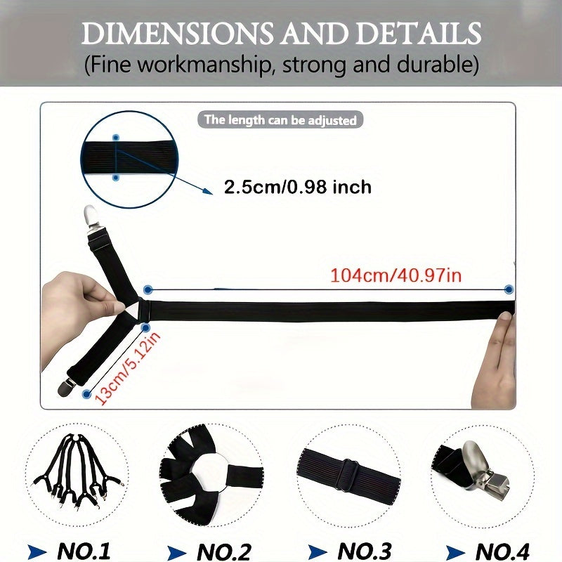 Регулируемый эластичный держатель для простыней с 12 зажимами - надежно закрепите покрывало для матраса или одеяла с помощью нескользящих зажимов и фиксирующего ремня