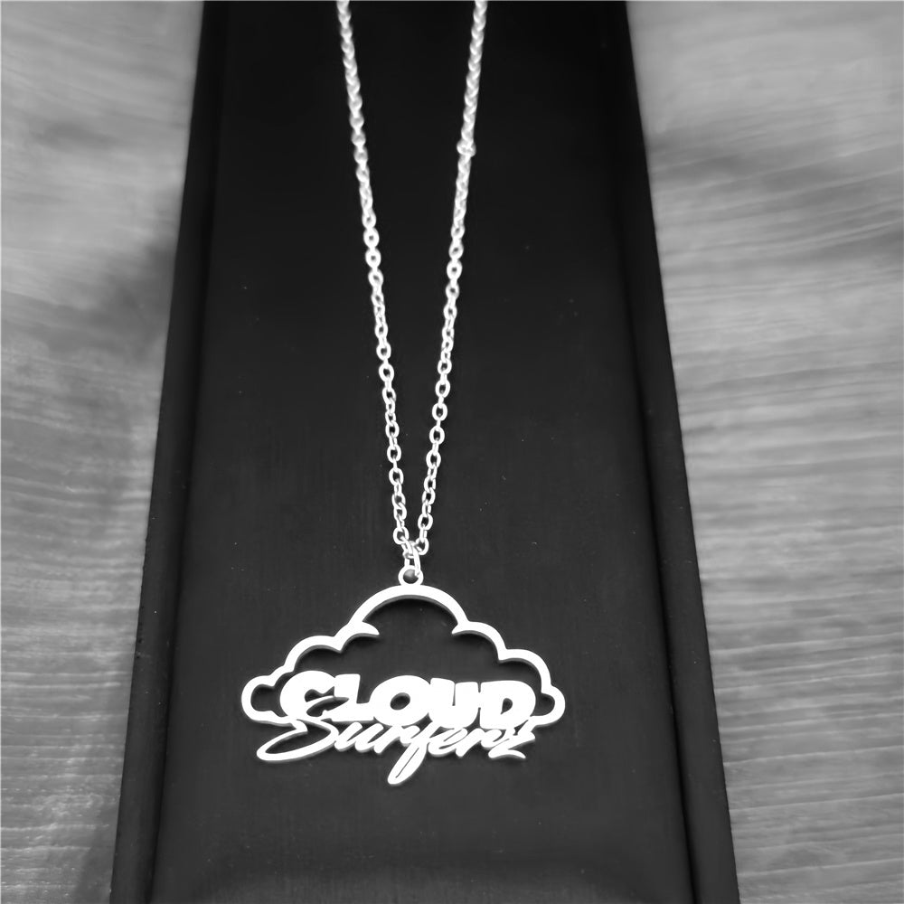 Stainless Steel Women's Necklace with Personalized Name Pendant and Cloud Design - Perfect for Business Functions, Wedding Celebrations, Festivals, School Year Beginnings, Graduation Celebrations, and Gifting Occasions like Christmas, Valentine's Day