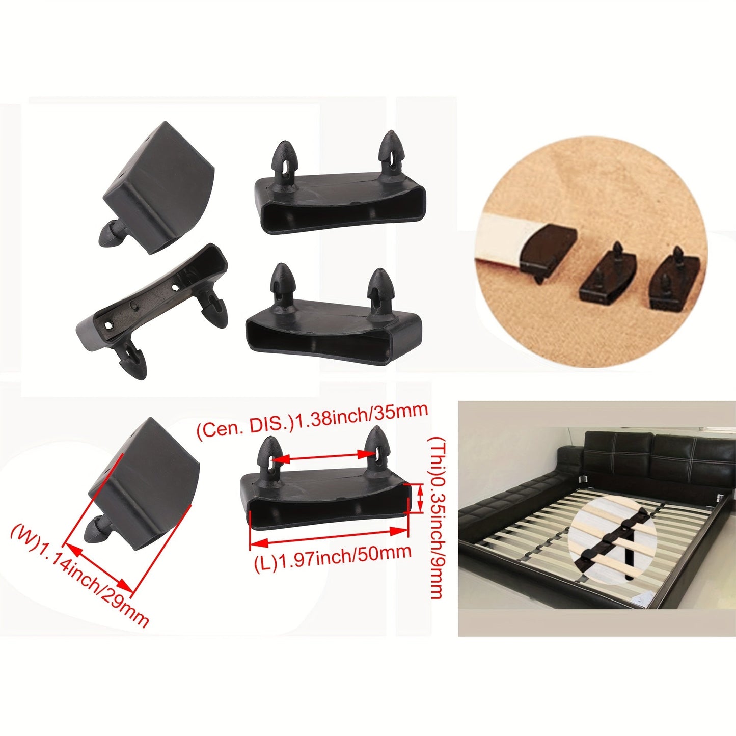 Black Single Head Plastic Bracket Bed Board in 50mm size, 50 pieces