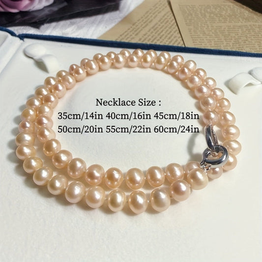 Authentic Pink Vintage Style Handcrafted Freshwater Pearl Necklace - Unisex Jewelry with No Plating. Ideal Gift for Him or Her, Perfect for Birthdays, Weddings, and Anniversaries. Suitable for Daily Wear and vacations. Natural Pearls with Unique