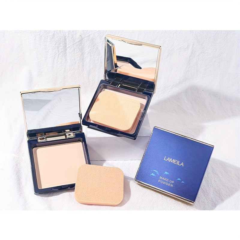 LAMHELIA Matte Finish Foundation Powder Elegant Black & Golden Compact yengil, yog'ni nazorat qiluvchi, suv o'tkazmaydigan, terga chidamli va barcha teri turlari uchun mos keladi.