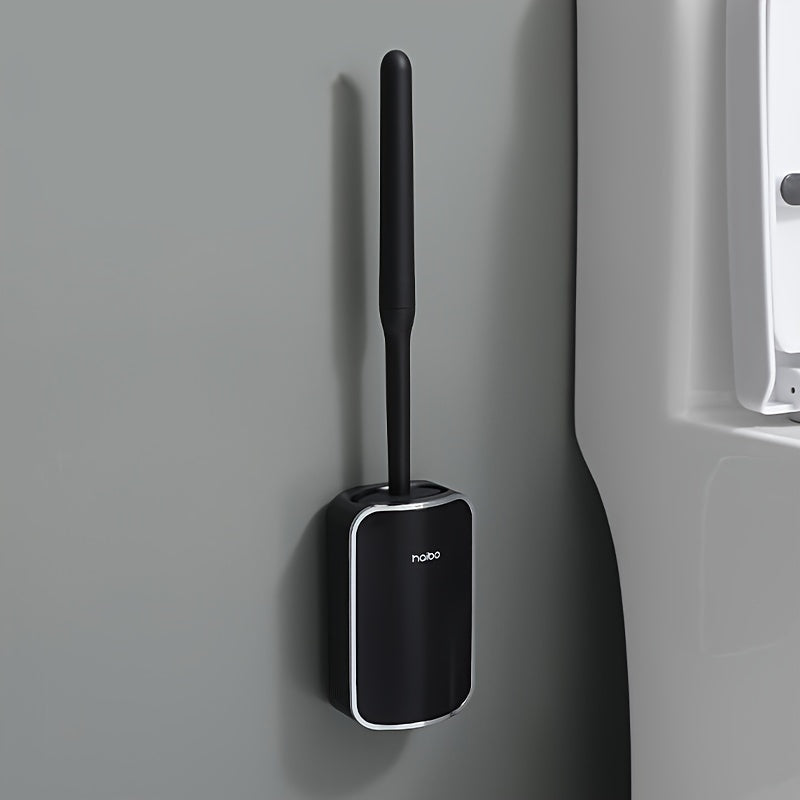 New durable ABS+PP+TPR brush head with extended handle, wall-mounted installation, includes toilet brush holder and base.