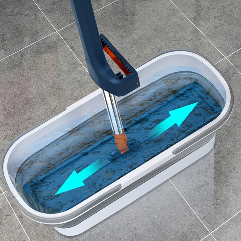 Hands-free 360° Rotating Microfiber Mop And Bucket Set with Dewatering Scraper - perfect for easy pet hair removal from any surface, wet or dry. Ideal for use in homes, hotels, and schools. A must-have tool for effortlessly removing pet hair.