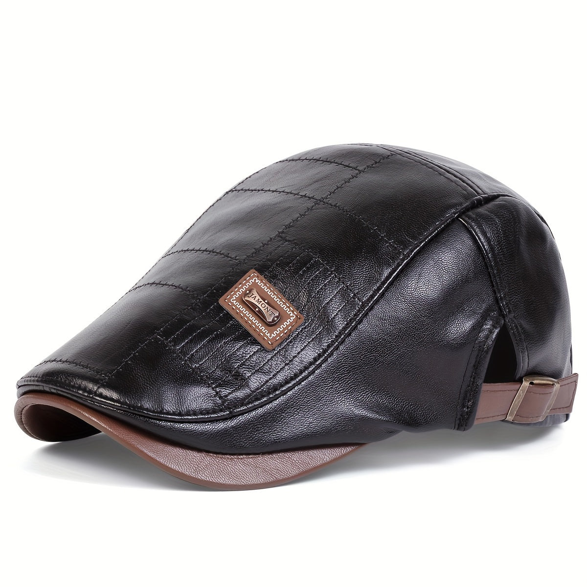 PU Leather Gentlemen Beret for Autumn and Winter Travel