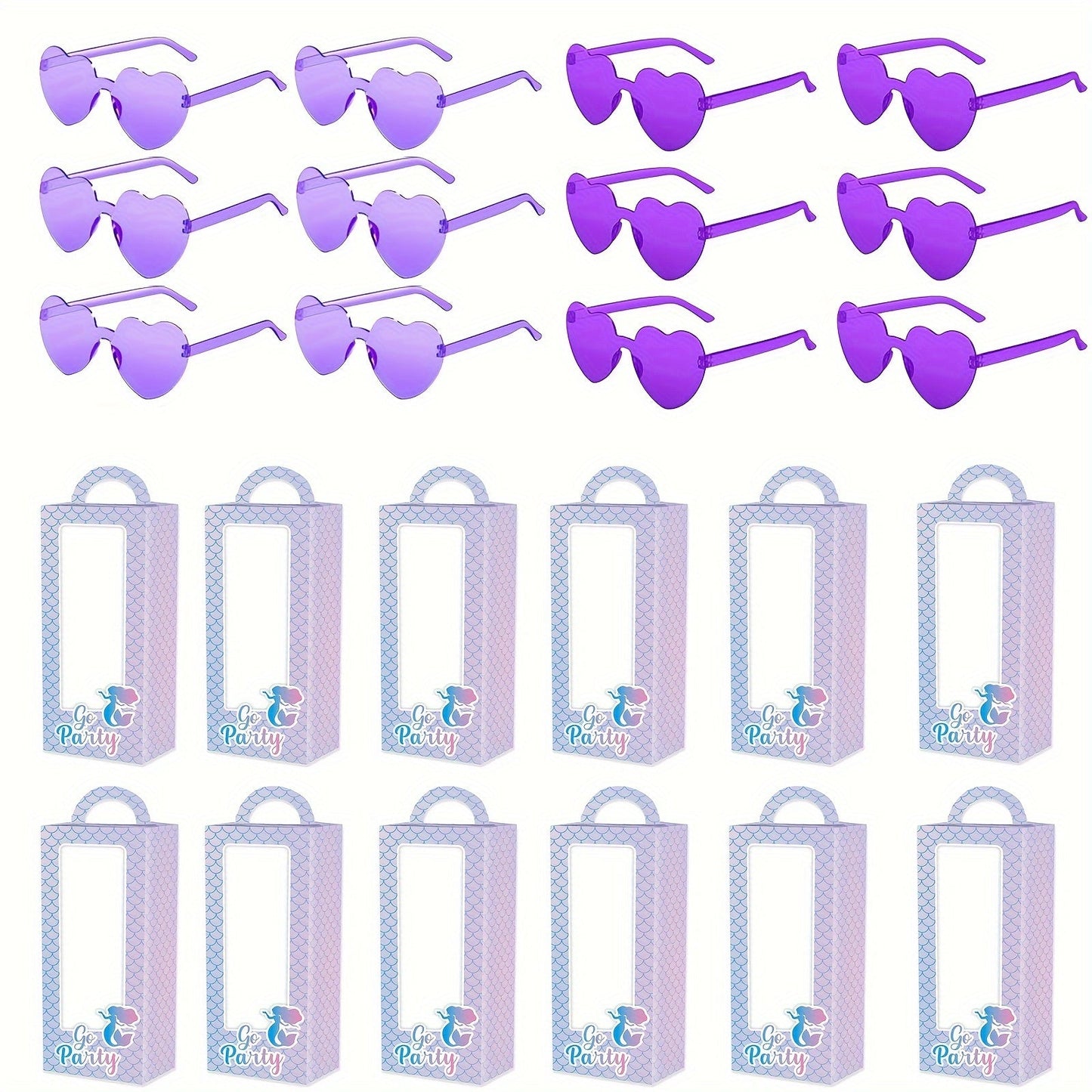 24-Pack of Pink Heart-Shaped Glasses in Gift Boxes - Perfect Party Favors for Birthdays, Bachelorettes, and Princess-themed Decorations